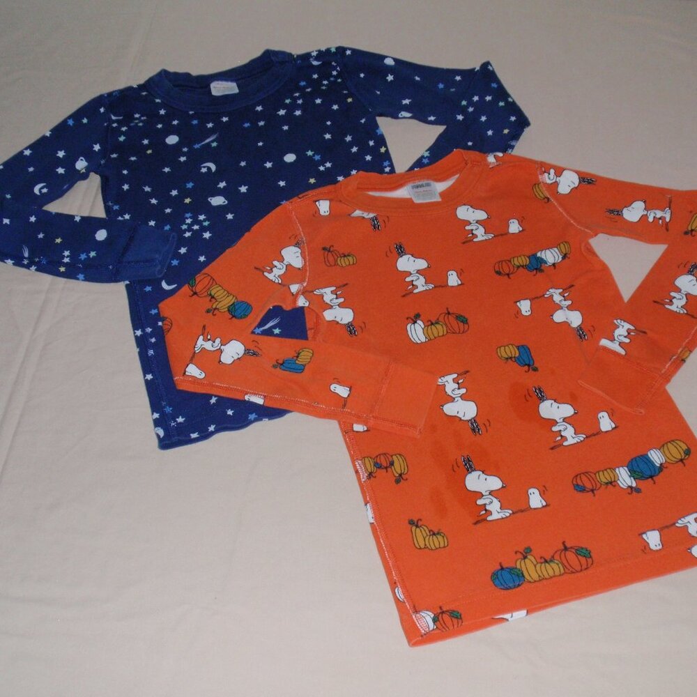 Lot of 2 Hanna Andersson Peanuts Halloween Long Sleeve Pajama Tops 120 6 7